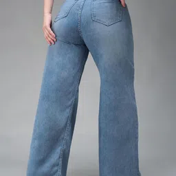 miss chase a+ Women's Wide Leg High Rise Regular Length Stretchable Shaping Denim (Plus Size) Jeans image 3