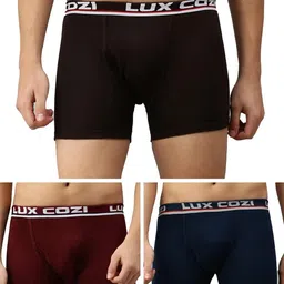 lux cozi Bigshot Longs Solid Underwear for Men Combo, Breathable 100% Cotton Underwear for Man Pack of 3 (Colors May Vary) image 1