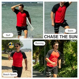 kanu surf Men's Contrast Rashguard UPF 50+ Swim Shirt image 5