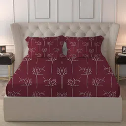 Krishnam Home 300Tc Glace Printed Cotton Bedsheet Perfect for King Size Bedsheet,Includes 1 Double Bed Sheet Size(90X100 Inch) and 2 Pillow Covers|Color- Purple,300 TC image 3