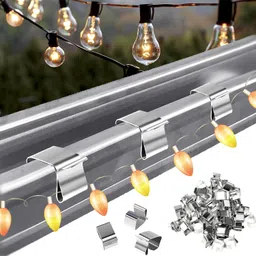 naturahand 100 PCS Christmas Lights Gutter Hooks Galvanized Outdoor Gutter Clips for Hanging Christmas Lights Durable Roof Hooks Xmas Light Hangers Seasonal Lighting Accessories for Light Kitchen Garden image 3