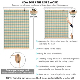 ABOUT SPACE Bamboo Curtains - W 3 ft x H 6 ft - Rope Mechanism Roll Up Down Bamboo Shade for Sunlight, Dust Protection Window Chick Blinds for Balcony, Restaurant, Hotel, Dhaba, Resort image 3
