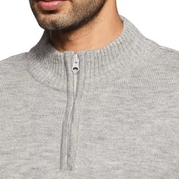 amazon brand - symbol Men's Acrylic Turtle Neck Sweater (SWR-45_Light Grey Melange_Large L) image 3
