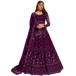 249-zaalima fashion ZAALIMA Embroidered Semi Stitched Lehenga Choli Dupatta set with unstiched blouse piece and Flare Lehenga choli image 1
