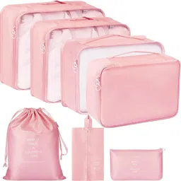 Spellwish Packing Cubes 7 Set Travel Organizer Cubes for Suitcases Lightweight Luggage Packing Orginzers for Travel Acessories (Pink) image 1