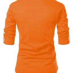 folgen set the trend Folgen Men Solid Cotton Blend Straight Short Kurta Shirt image 2