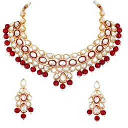 peora Traditional Jewellery Indian Ethnic Jadau Kundan Stone Pearl Green Necklace with Earrings image 4