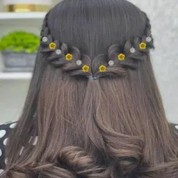 productmine Bridal Hair Bun Pin Accessories/Fancy Golden Juda Pins with Artificial Yellow Rose and Clear Rhinestone for Women and Girls - Set of 16 PCs image 4