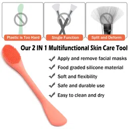 rampula Silicone Face Mask Brush Flexible Facial Mud Mask Applicator Brush Face Mask Spatula Hairless Moisturizers Applicator Tools for Mud,Clay,Body Lotions,Charcoal Mixed Mask (Orange+Dark Blue) image 3