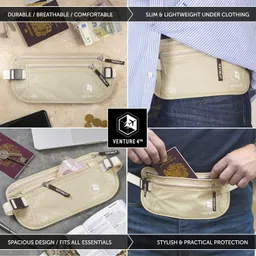 bittzoot Travel Hidden Money Belt for Men & Women, RFID Blocking Waist Pack, Cash, Passport, Wallet & Phone, Credit Cards, Travel Documents - Beige image 4