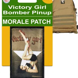RedheadedTshirts WWII Bomber Pin Up Girl "Victory Girl" Morale Patch. Perfect for your Tactical Military Army Gear, Backpack, Operator Baseball Cap, Plate Carrier or Vest. 2x3" Hook Patch. Made in the image 1