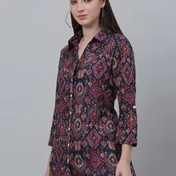 cantabil Women Multi Printed Spread Collar 3/4 Sleeves Casual Tunic I Casual Tunic for Women (P_LTNC00083_Multi) image 3