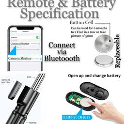 subton basics Long Selfie Stick Big Tripod with Wireless Bluetooth Selfie Remote|Compatible with All Smartphones for YouTube Vlogging Reels (172cm Selfie Stick) image 4