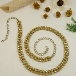 i jewels 18K Gold Plated Traditional Ethnic Round Kundan Studded Adjustable Kamarband/Belly Chain/Kandora/Wait Belt For Women (B016FL) image 2