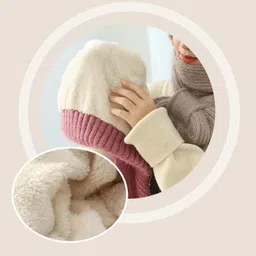sumolux Beanie Hat Scarf Integrated Ear Protection Windproof Cap Scarf Elastic Knitting Thick Warm Conjoined Winter image 5