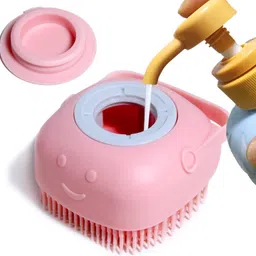generic Heda Silicone Body Scrubber with Built-in Soap Dispenser — Soft Exfoliating Brush for Babies, Kids, Adults, and Pets image 2