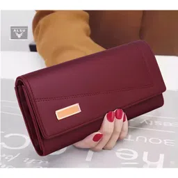 alsu Women's Maroon Faux Leather Wallet Hand Clutch | Phone Pocket | 4 Card Pockets (arf-003mar) image 4