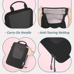 lyrovo Polyester 6 Set Compression Packing Cubes Travel Accessories Expandable Packing Organizers Pouch (Black) image 5