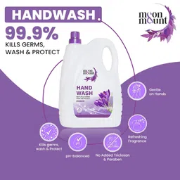 Moon & Mount Hand Wash Protection from Germs, Hand Wash Liquids 5 Liter Liquid Handwash for Everyday Use (Lavender) image 4