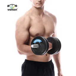 Watson Home Gym Equipments Kit Weight, Gym Rod and and 16Kg Weight Plates, 25mm, 14" Cast Iron Dumbbells Rods with Rubber Plates (Dumbbell Rod with 16Kg Plates) image 4