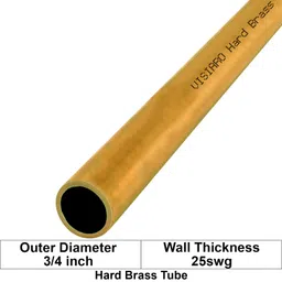 Visiaro Hard Brass Tube, 1mtr, Outer Dia 3/4 inch, Wall Thickness 25 swg, Seamless Hollow Pipe Plumbing Systems and DIY Projects image 2