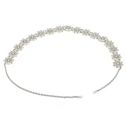 karatcart Oxidised Silver Floral Shape Kundan and Pearl Beaded Kamarbandh image 5