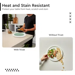 Encasa XO Round Trivet Mats for Hot Dishes with Hanging Loop | Sage Combo - Set of 3 with 18 cm Diameter | Cotton Round Thick Heat Resistant Pot Holders | Use Hot Pads Plate Mats for Hot Pots & Pans image 2