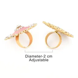 zaveri pearls Combo of 2 Ethnic Meenakari & Kundan Adjustable Finger Rings For Women-ZPFK10225 image 5