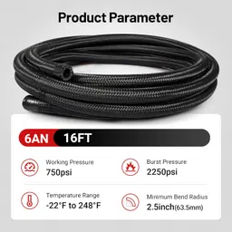 EVIL ENERGY 6AN Fuel Line Kit, AN6 Nylon Braided Fuel Line Hose Fitting Kit CPE 6AN Hose 16FT Black image 4