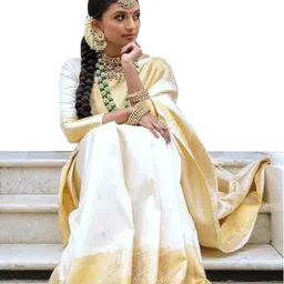 siril Women's Kanjivaram Soft Silk Saree Pure Silk with Unstitched Blouse Piece image 5