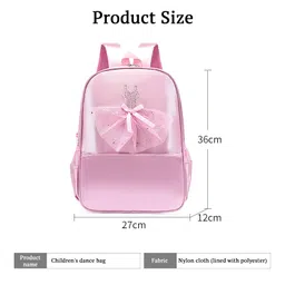 syga Girls Ballet Dance Theam Schoolbag, large capacity, Breathable Backpack For Training Class And Primary School Students (Pink) image 3