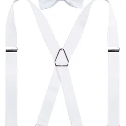 alizeal Men's 4 Clips Suspenders and Pre Tied Bow Tie Set Solid Color image 1