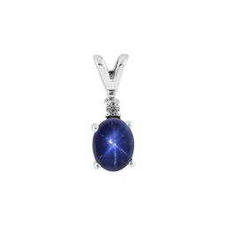 hiflyer jewels Natural Blue Star Sapphire Oval Cabochon Pendant With Chain In 925 Sterling Silver | 925 Stamp Jewelry | Gifts For Women image 2