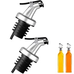 JIGSHTIAL Oil Pour Spouts Bottle Dispenser With Nozzle for Olive Oil, Vinegar, Wine, Soy Sauce - Kitchen Tools Speed Pourer With Tapered Stopper Spout (Pack of 2) image 1