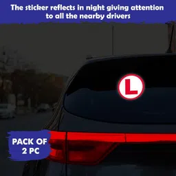 Twinster 2 pcs L Sticker for Learning Driver, 15 cm x 15 cm, Reflective Waterproof Car Board Sticker image 3