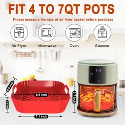 2 Pack Silicone Air Fryer Liners Reusable, Seropy 8.6 Inch Airfryer Liners 4-7 QT Square Air Fryer Liners Silicone Pot Oven Liner Backing Tray, Air Fryer Basket image 2