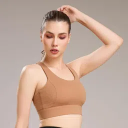 soie Women's Padded Non Wired Seamless Racerback Sports Bra image 3