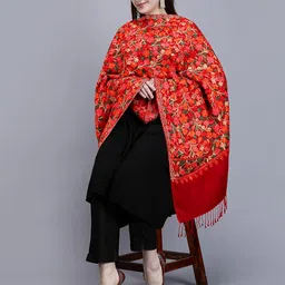 zamour Kashmiri Women's Embroidered Woolen Shawl/Stole Wrap image 2