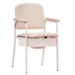 KosmoCare Premium Imported Elegant Bedside Commode Chair With Inbuilt Discrete Commode Access, Beige image 1