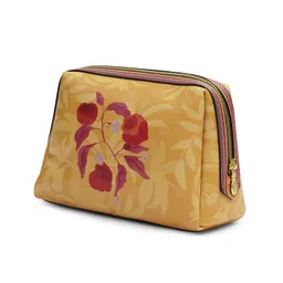 Pure Home + Living Yellow Printed Faux Leather Vanity Pouch - Largefor Girls,Makeup Box Vanity, Makeup Kit, Makeup Pouch, Cosmetic Bag, Makeup Brush Organizer and Vanity Bag (Pack of 1) image 4