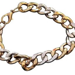 nice life collections Two-Tone Chain Link Bracelet, Gold and Silver Finish, Chunky Cuban Style image 1