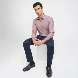 raymond Men Slim Fit Solid Pattern Pure Cotton Semi Cutaway Collar Full Sleeve Formal Shirt image 5