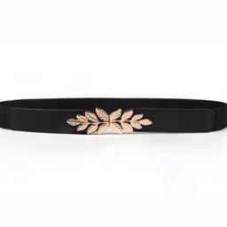 dazzliq Leaf Design Elastic Fabric Waist Belt for Women Dresses and Sarees - Slim Corset Style Fancy Belt image 1