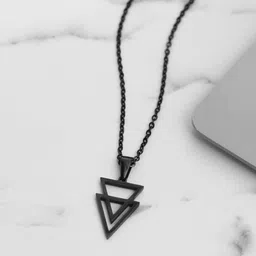 yellow chimes Chain Pendant for Men Fashion Pendants For Men | Silver Black Pendant Necklace | Stainless Steel Chain for Men | Accessories for Men | Birthday Gift for Men & Boys image 2