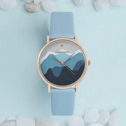 joker & witch Joker and Witch Blue 36mm Printed Dial 18mm Faux Leather Strap Watch for Women image 5