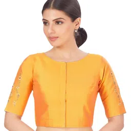studio shringaar Women's Silky Embroidered Saree Blouse image 1