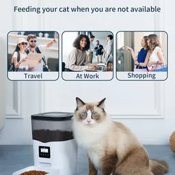 Qpets Acrylonitrile Butadiene Styrene Automatic 3L Cat Dog Feeder With Voice Recorder, Auto Dog Feeder With Quantition Timed & Dual Power Supply, Cat Food Dispenser For Pet (White, 30.6X19.20X19.3 Cm) image 4