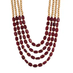 i jewels 4 Layered Traditional Gold Plated Dulha Moti Mala with Beads Maharaja Haar/Groom Necklace for Men (MLP37) image 3