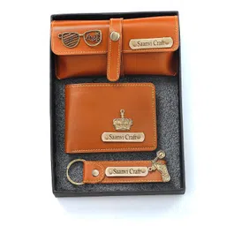 custom Dream Gift GLORE Your Name Leather Unisex Customized Passport Holder and Men's Wallet with Key Chain, Personalized Gifts, Personalized Accessories, Multicolor (Gift Combo-01) image 3