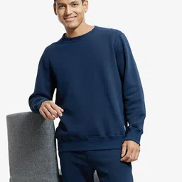 jockey US92 Men's Super Combed Cotton Rich Fleece Fabric Sweatshirt with Stay Warm Treatment_Navy_L image 5